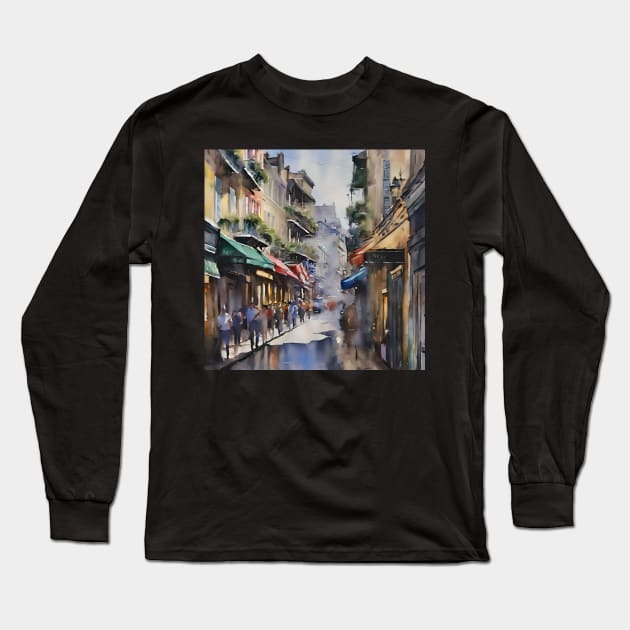 Memories of New Orleans - Bourbon Street Long Sleeve T-Shirt by Oldetimemercan